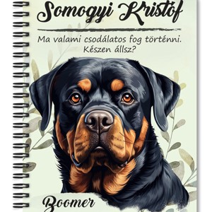 Személyre szabható - Rottweiler portré mintás A6-os füzet, Otthon & Életmód, Papír, írószer, Jegyzetfüzet & Napló, , MESKA