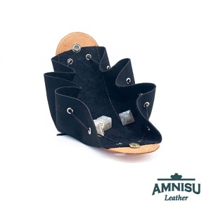 Bézs - gyűrt fekete bőr 2in1 szütyő és kockatálca M3019-8019 - játék & sport - szerepjáték - Meska.hu