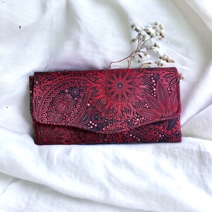 Tűzpiros virágmintás nagyméretű pénztárca  - táska & tok - pénztárca & más tok - pénztárca - női pénztárca - Meska.hu