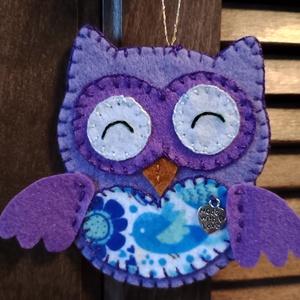 Lila bagoly pár - otthon & életmód - dekoráció - fali és függő dekoráció - függődísz - Meska.hu