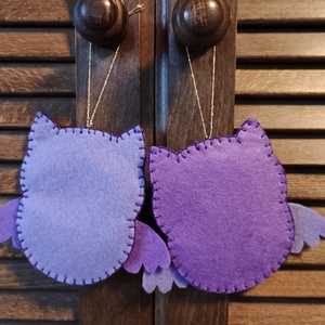 Lila bagoly pár - otthon & életmód - dekoráció - fali és függő dekoráció - függődísz - Meska.hu