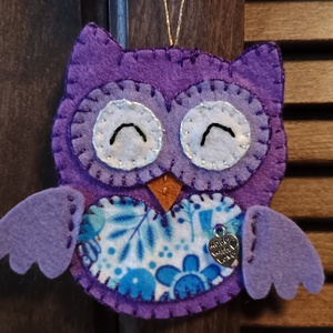 Lila bagoly pár - otthon & életmód - dekoráció - fali és függő dekoráció - függődísz - Meska.hu