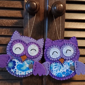 Lila bagoly pár - Meska.hu