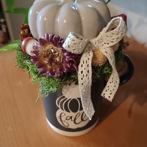 Fall feliratos bögrés asztaldísz - otthon & életmód - dekoráció - asztal és polc dekoráció - asztaldísz - Meska.hu
