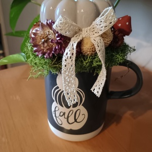 Fall feliratos bögrés asztaldísz - Meska.hu