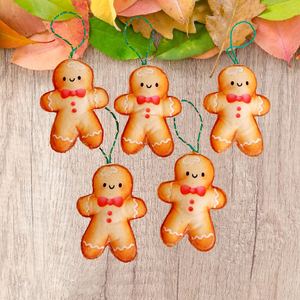 5 db Filc mézeskalács karácsonyfa dísz Mézi, mézeskalács ember, gingerbread man - karácsony - karácsonyi lakásdekoráció - karácsonyfadíszek - Meska.hu