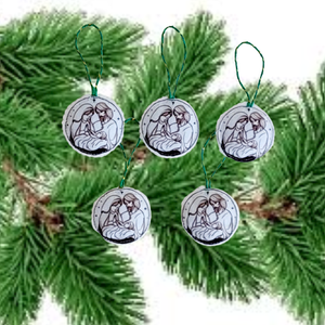 5 db Filc Filc karácsonyfa dísz Szent család - karácsony - karácsonyi lakásdekoráció - karácsonyfadíszek - Meska.hu
