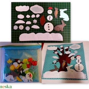 Textilkönyv,Babakönyv  oktatási játék 44 mozgatható figurával Négy évszak, Játék & Sport, Textilkönyv & Babakönyv, Patchwork, foltvarrás, MESKA