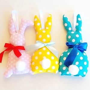 Húsvéti Textil nyuszi  3 db - otthon & életmód - dekoráció - fali és függő dekoráció - függődísz - Meska.hu