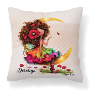 Névvel kérhető - Huncut pipacs tündérlány és a hold mintás párna, Otthon & Életmód, Lakástextil, Párna & Párnahuzat, Díszpárna (belsővel együtt), , MESKA