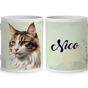 Névvel kérhető - Norvég erdei macska portré mintás bögre, Otthon & Életmód, Konyhafelszerelés, tálalás, Tálalás, Bögre & Csésze, , MESKA