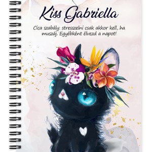 Személyre szabható - Tündéri fekete cicus mintás A5-ös füzet, Otthon & Életmód, Papír, írószer, Jegyzetfüzet & Napló, , MESKA
