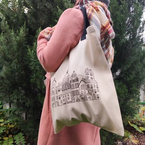 Házikós vászontáska - táska & tok - bevásárlás & shopper táska - shopper, textiltáska, szatyor - Meska.hu