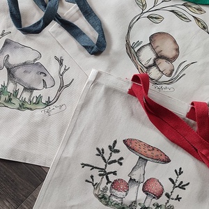 Gombás vászontáska - táska & tok - bevásárlás & shopper táska - shopper, textiltáska, szatyor - Meska.hu