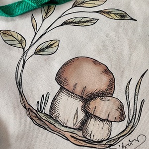 Gombás vászontáska - táska & tok - bevásárlás & shopper táska - shopper, textiltáska, szatyor - Meska.hu