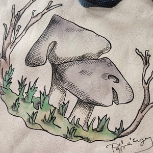 Gombás vászontáska - táska & tok - bevásárlás & shopper táska - shopper, textiltáska, szatyor - Meska.hu