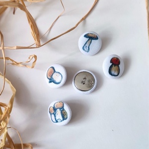 Vászongomb vargánya gomba mintával 5db/csomag, Ékszer, Mandzsettagomb, Fotó, grafika, rajz, illusztráció, MESKA