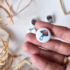 Vászongomb galóca gomba mintával 5db/csomag - ékszer - mandzsettagomb - Meska.hu