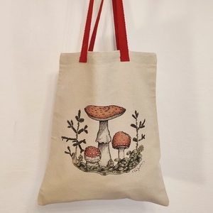 Vászon válltáska galóca mintával - táska & tok - kézitáska & válltáska - válltáska - Meska.hu