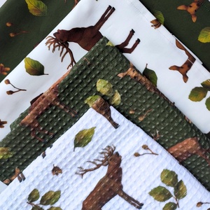 Kéztörlő kendő - VADVILÁG - szarvasbőgés fehér - S - otthon & életmód - konyhafelszerelés, tálalás - konyhai textil - konyharuha & törlőkendő - Meska.hu