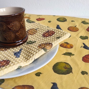 Kéztörlő kendő - Tökföld - sárga tökmező - S - otthon & életmód - konyhafelszerelés, tálalás - konyhai textil - konyharuha & törlőkendő - Meska.hu