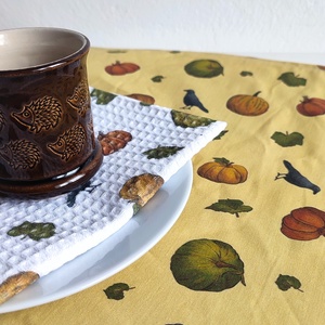 Kéztörlő kendő - Tökföld - fehér tökmező - S - otthon & életmód - konyhafelszerelés, tálalás - konyhai textil - konyharuha & törlőkendő - Meska.hu