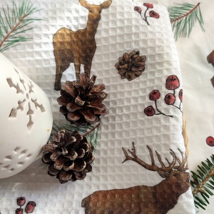 Kéztörlő kendő - Téli szarvasok - S - otthon & életmód - konyhafelszerelés, tálalás - konyhai textil - konyharuha & törlőkendő - Meska.hu