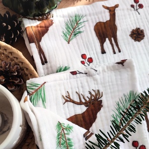 Babakendő, textilpelus - Téli szarvasok - M méret - otthon & életmód - babaszoba, gyerekszoba - Meska.hu