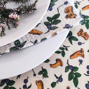 Asztali futó - rókagomba, beige színben - nagy méret - otthon & életmód - lakástextil - abrosz, terítő - étkezőabrosz - Meska.hu