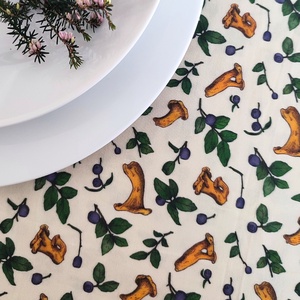 Asztali futó - rókagomba, beige színben - nagy méret, Otthon & Életmód, Lakástextil, Abrosz, terítő, Étkezőabrosz, Fotó, grafika, rajz, illusztráció, Varrás, MESKA