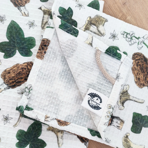 Kéztörlő kendő - Kucsmagomba, rókagomba - S - otthon & életmód - konyhafelszerelés, tálalás - konyhai textil - konyharuha & törlőkendő - Meska.hu