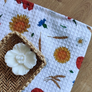 Kéztörlő kendő - Nyári mező - M, Otthon & Életmód, Konyhafelszerelés, tálalás, Konyhai textil, Konyharuha & Törlőkendő, Fotó, grafika, rajz, illusztráció, Varrás, MESKA