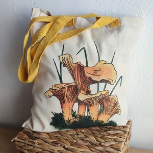 Vászon válltáska rókagomba mintával - Meska.hu