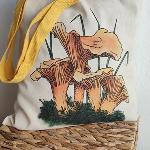 Vászon válltáska rókagomba mintával - táska & tok - kézitáska & válltáska - válltáska - Meska.hu