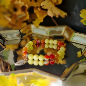 Narancs Achát, festett sárga jáde karkötő  - ékszer - karkötő - ásványkarkötő - Meska.hu