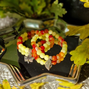 Narancs Achát, festett sárga jáde karkötő  - ékszer - karkötő - ásványkarkötő - Meska.hu