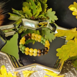 Tigrisszem, kanadai jáde, mézkalcit karkötő  - Meska.hu