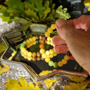 Tigrisszem, kanadai jáde, mézkalcit karkötő  - ékszer - karkötő - ásványkarkötő - Meska.hu