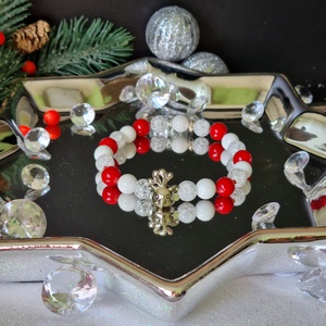 Hegyikristály, tejszín és festett portál jáde karkötő , Ékszer, Karkötő, Ásványkarkötő, Ékszerkészítés, MESKA