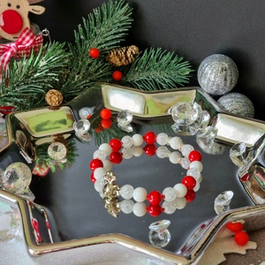 Hegyikristály, tejszín és festett portál jáde karkötő  - ékszer - karkötő - ásványkarkötő - Meska.hu