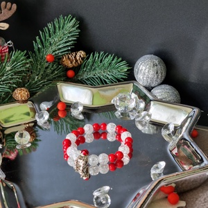 Mackós, hegyikristály, piros jáde gyermek karkötő  - ékszer - karkötő - ásványkarkötő - Meska.hu