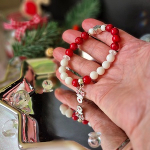 Jáspis, kalcedon, hegyikristály karkötő  - ékszer - karkötő - ásványkarkötő - Meska.hu