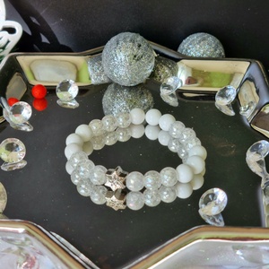 Aurakvarc, jáde és kagylógyöngy karkötő , Ékszer, Karkötő, Ásványkarkötő, Ékszerkészítés, MESKA