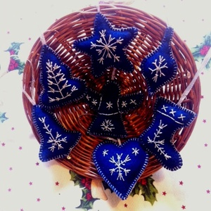 karácsonyfadísz kék-ezüst - karácsony - karácsonyi lakásdekoráció - karácsonyfadíszek - Meska.hu