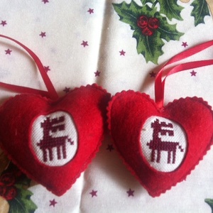 Keresztszemes rénszarvasos karácsonyfa díszek, Karácsony, Karácsonyi lakásdekoráció, Karácsonyfadíszek, Hímzés, Varrás, MESKA