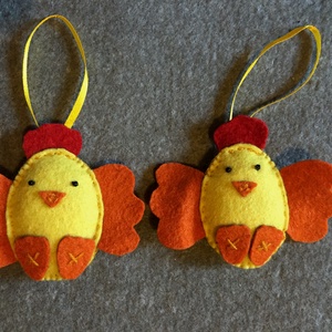 Filc húsvéti csirke, barkadísz - otthon & életmód - dekoráció - fali és függő dekoráció - függődísz - Meska.hu