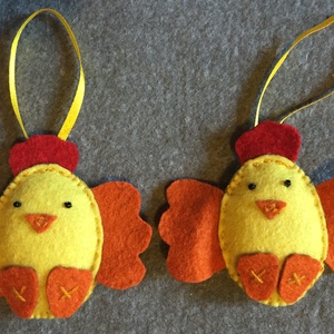 Filc húsvéti csirke, barkadísz - otthon & életmód - dekoráció - fali és függő dekoráció - függődísz - Meska.hu
