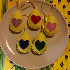 Gyapjú filc tojások (sárga) - otthon & életmód - dekoráció - asztal és polc dekoráció - asztaldísz - Meska.hu