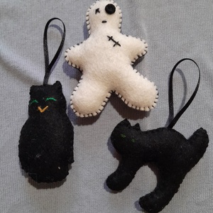 Halloween díszek( bagoly, macska, wooduu baba) - Meska.hu
