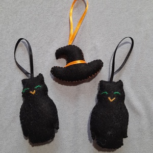 Halloween díszek ( bagoly, kalap) - Meska.hu